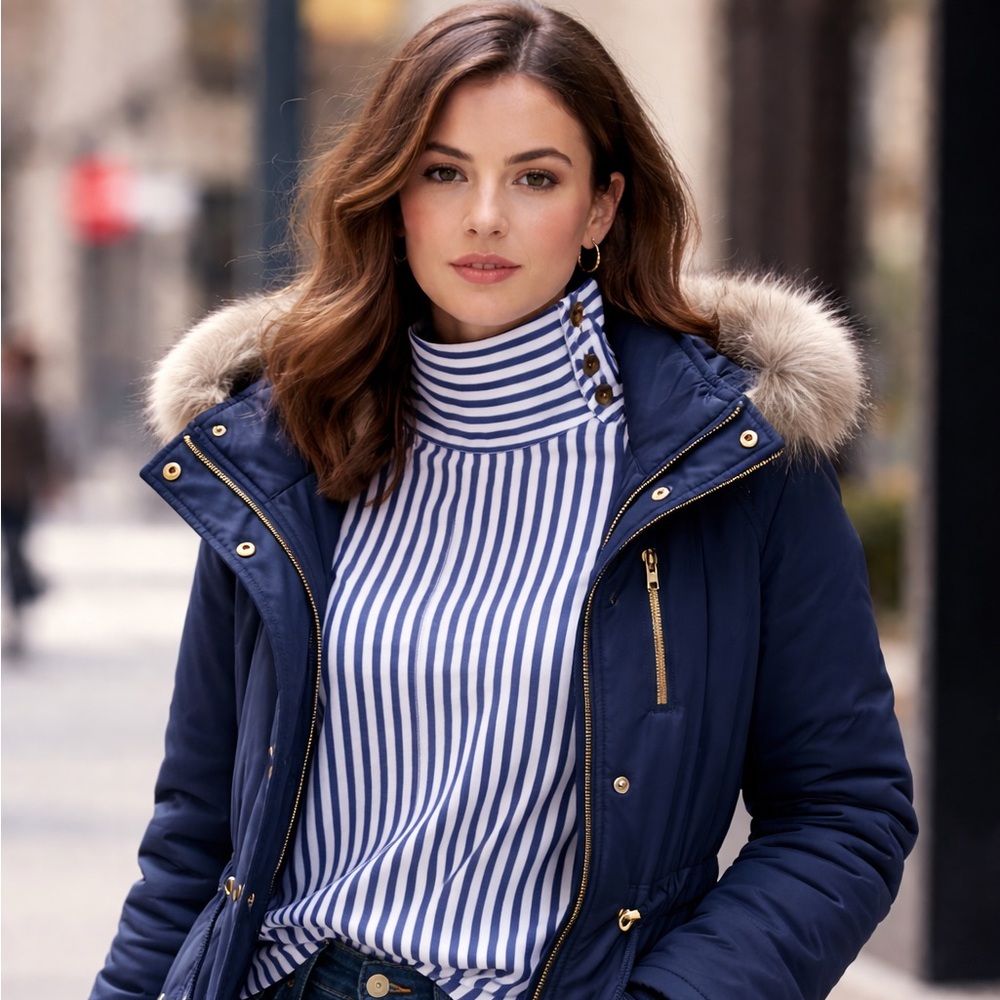 Veronica Beard Blue and White Striped Blouse